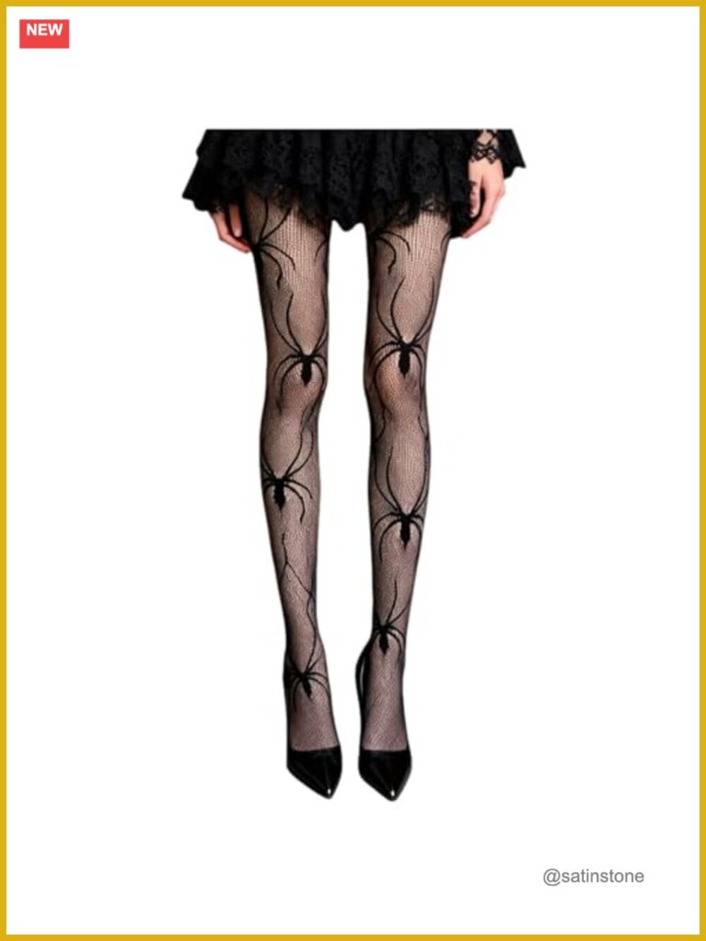 Women's Spider Patterned Tights Nylon High Waist Fishnet Pantyhose for Gothic